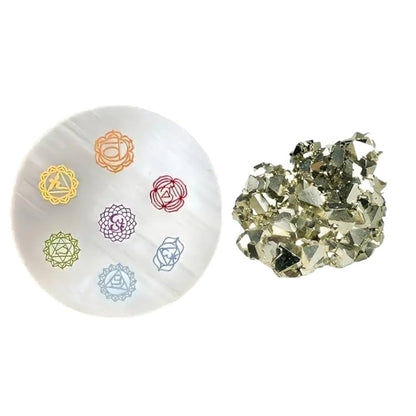 Pyrite with Selenite plate  Combo Kit