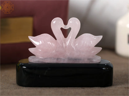 Rose Quartz Swan Love Pair - Abundance Love