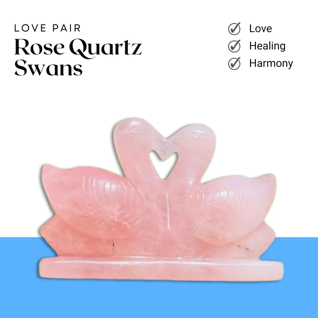 Rose Quartz Swan Love Pair - Abundance Love