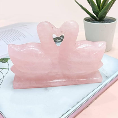 Rose Quartz Swan Love Pair - Abundance Love