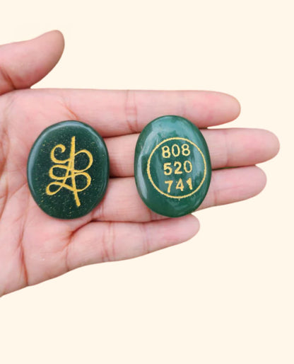Green Aventurine Zibu Coins  - 2 Pcs