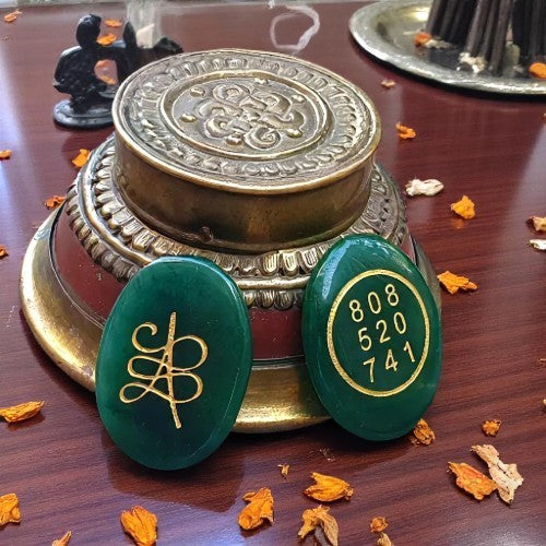 Green Aventurine Zibu Coins  - 2 Pcs