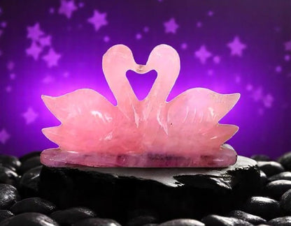 Rose Quartz Swan Love Pair - Abundance Love