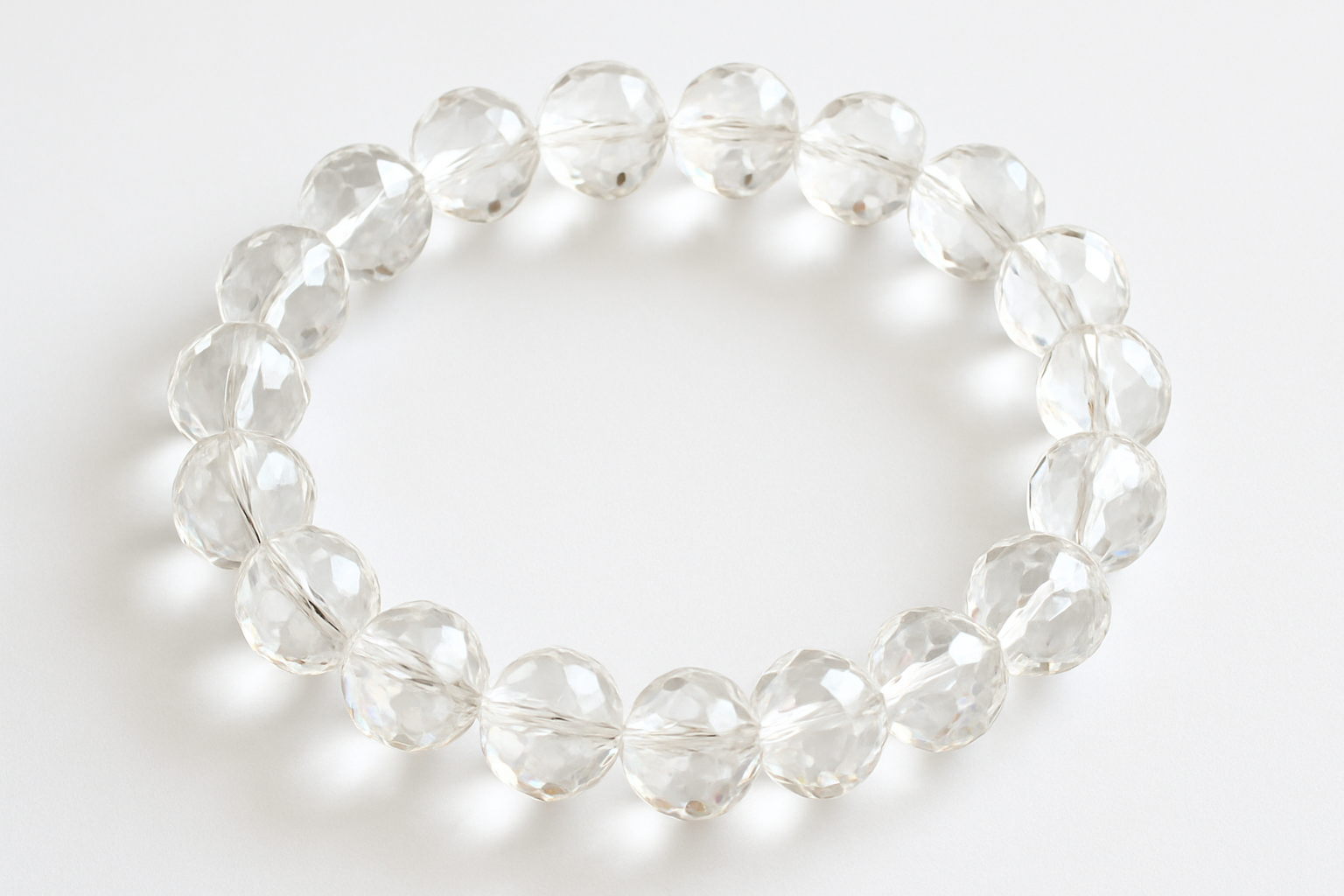 Clear Quartz Faceted Bracelet In Round Beads